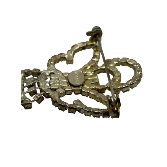 VTG Angel Brooch Pin Cherub w/ Halo Dangling Crystal Clear Rhinestones No Lead - Picture 10 of 14